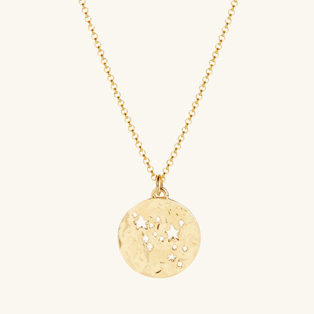 Sagittarius Zodiac Necklace Hammered Gold